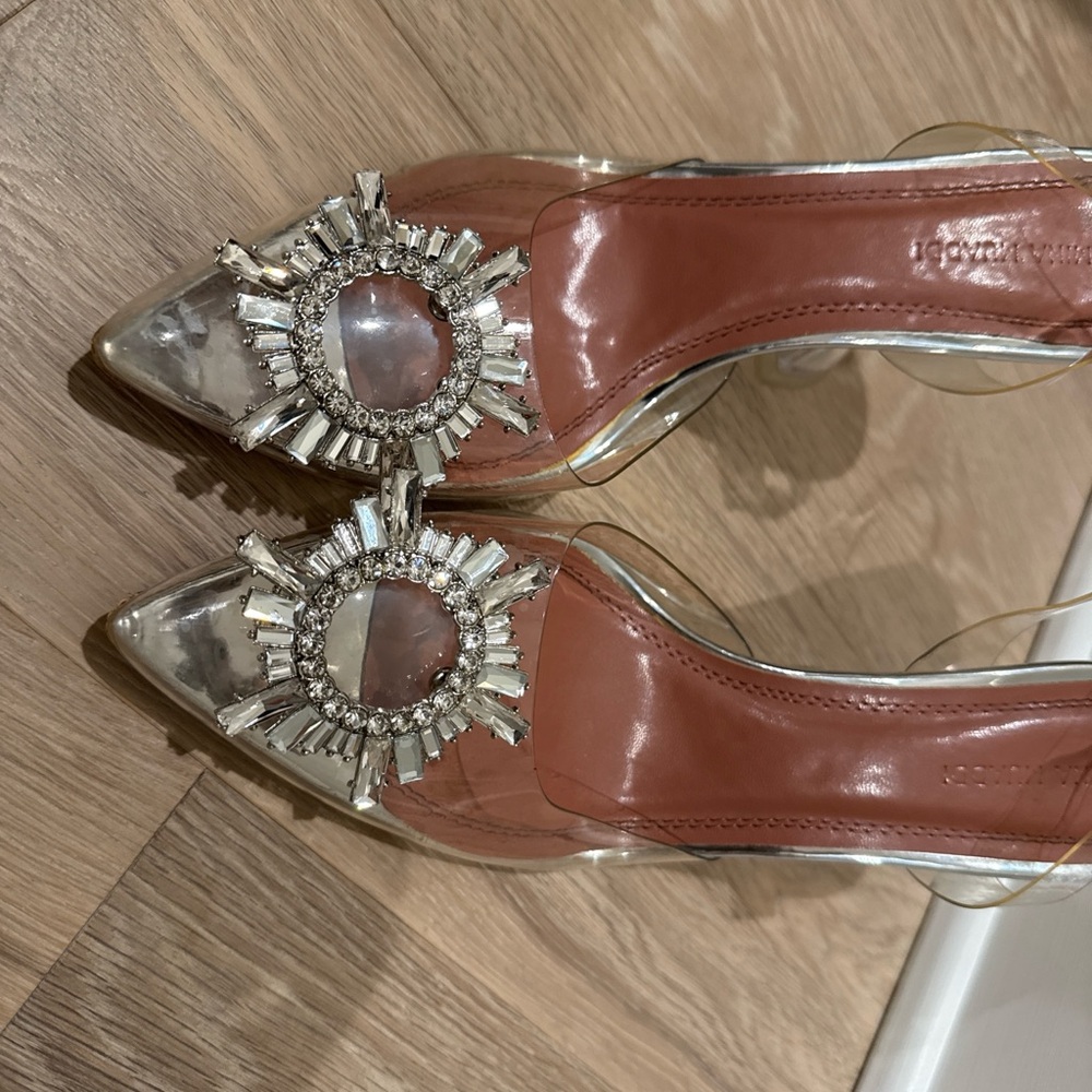 Amina Muaddi Clear PVC Slingback Heels - Begum Heel - Picture 5 of 6
